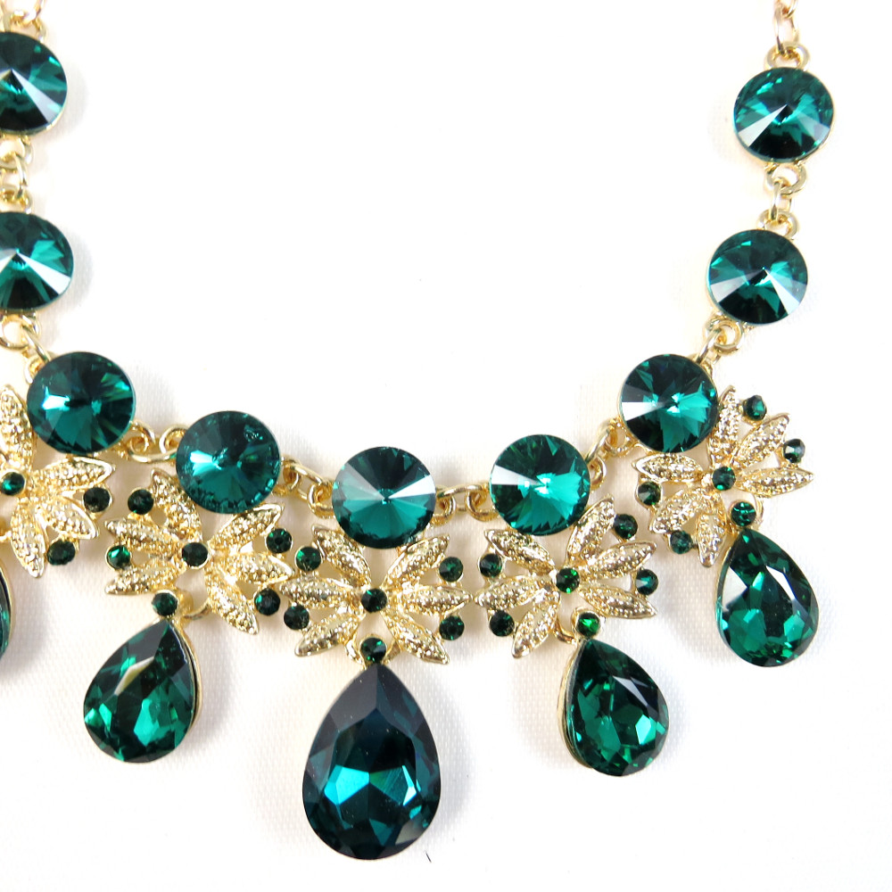 Emerald Teardrop Bib Necklace